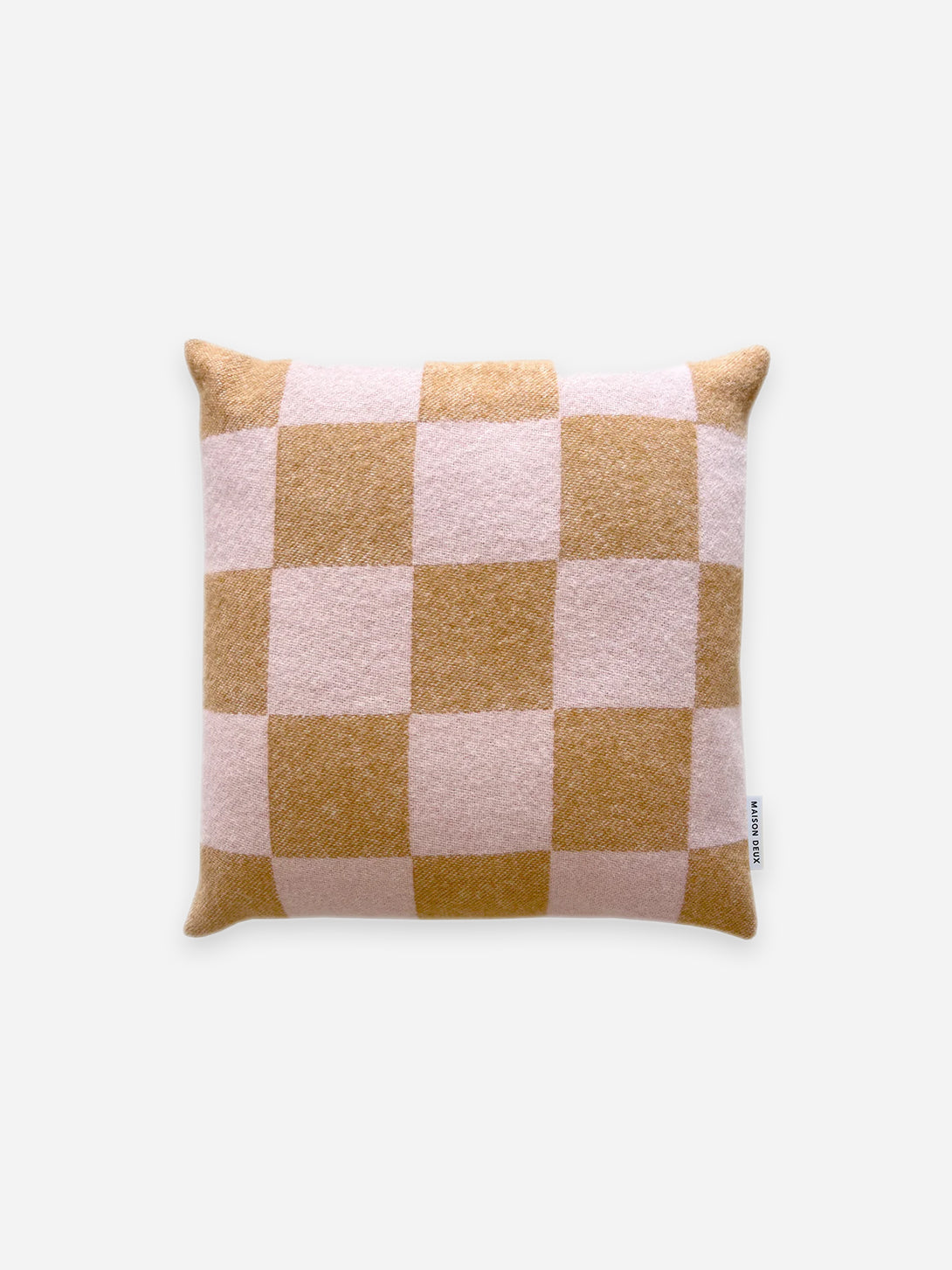 Pink/Terra Checkerboard Cushion Maison Deux Couch Cushions Home Decor