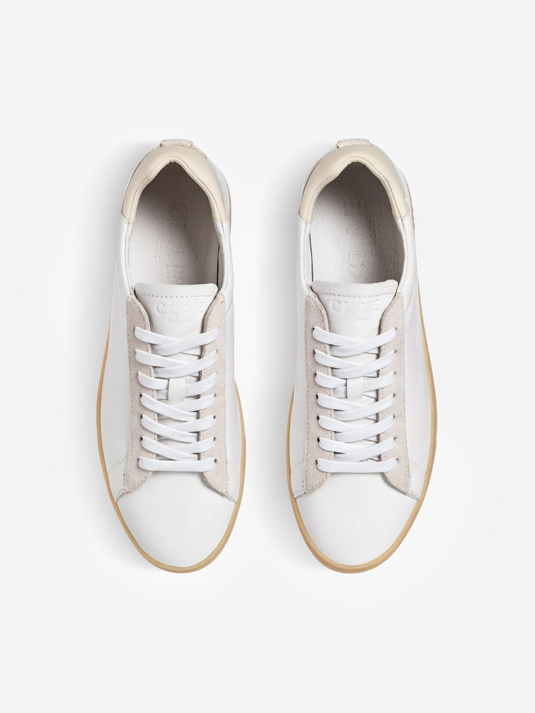 White Off White Light Nat Bradley Leather Suede Clae Sneakers Clae Los Angeles