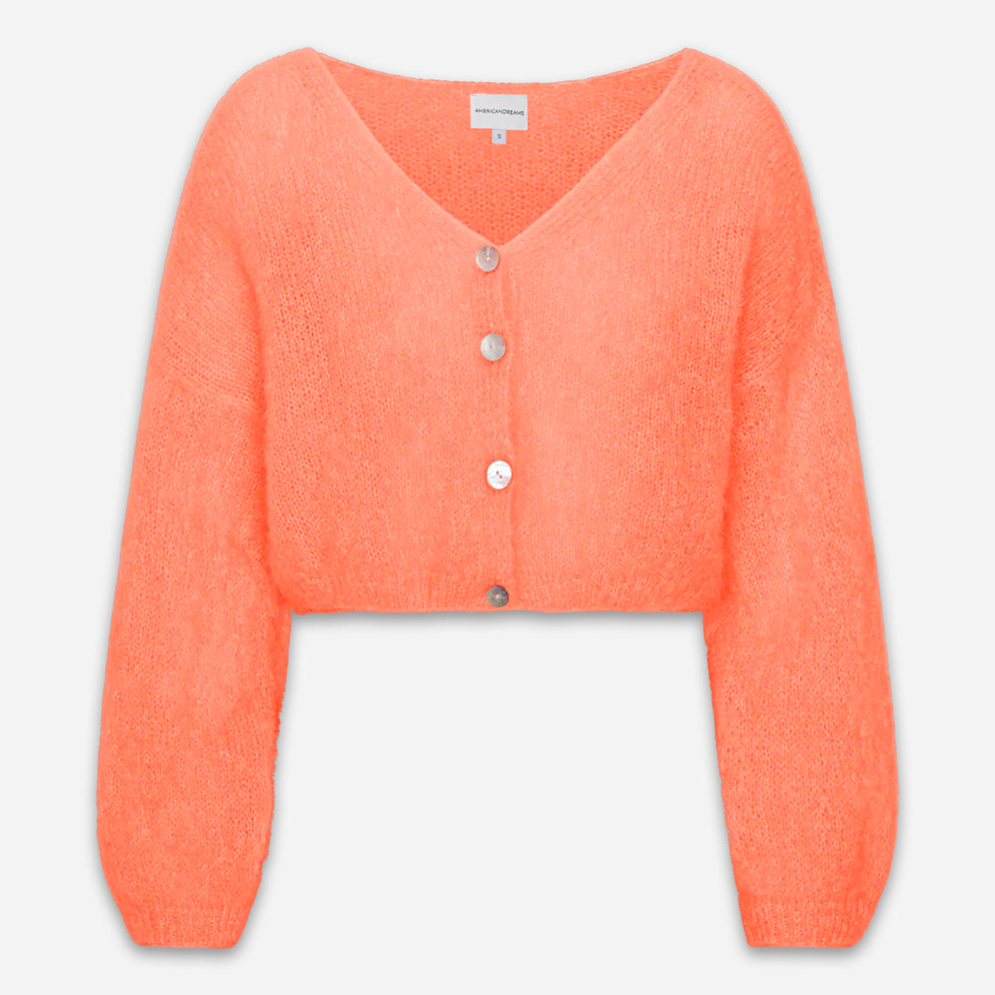 Burnt Orange Cornelia Cropped Womens Wool Cashmere Cropped Button Down Cardigan
