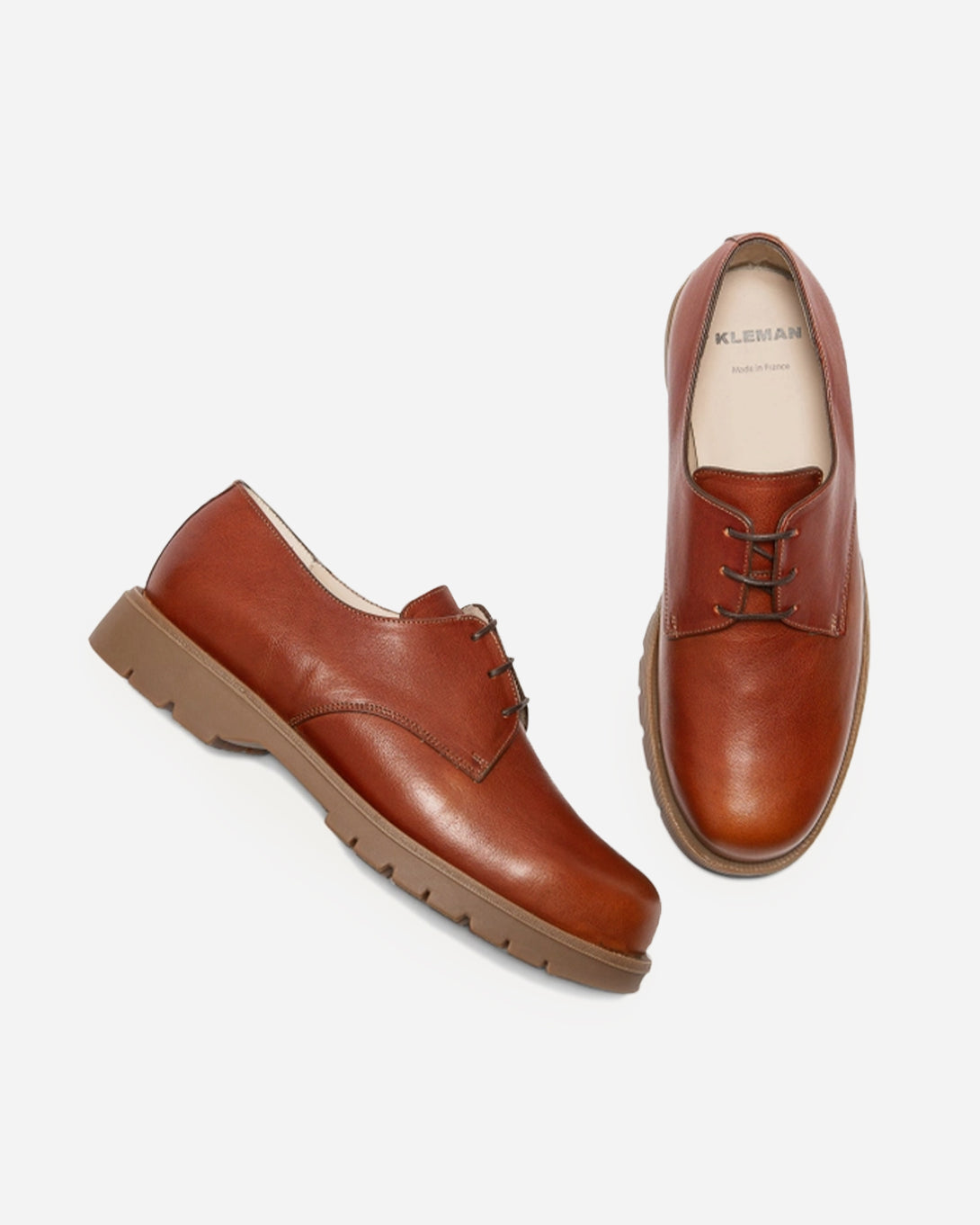 Brique Dormance Oak Kleman Leather Derby French Shoes