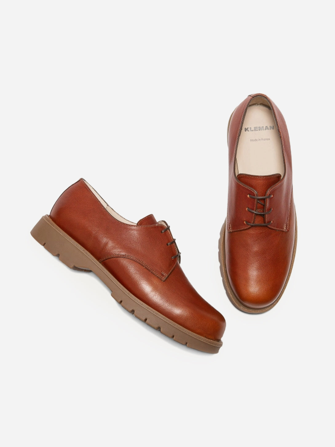 Brique Dormance Oak Kleman Leather Derby French Shoes