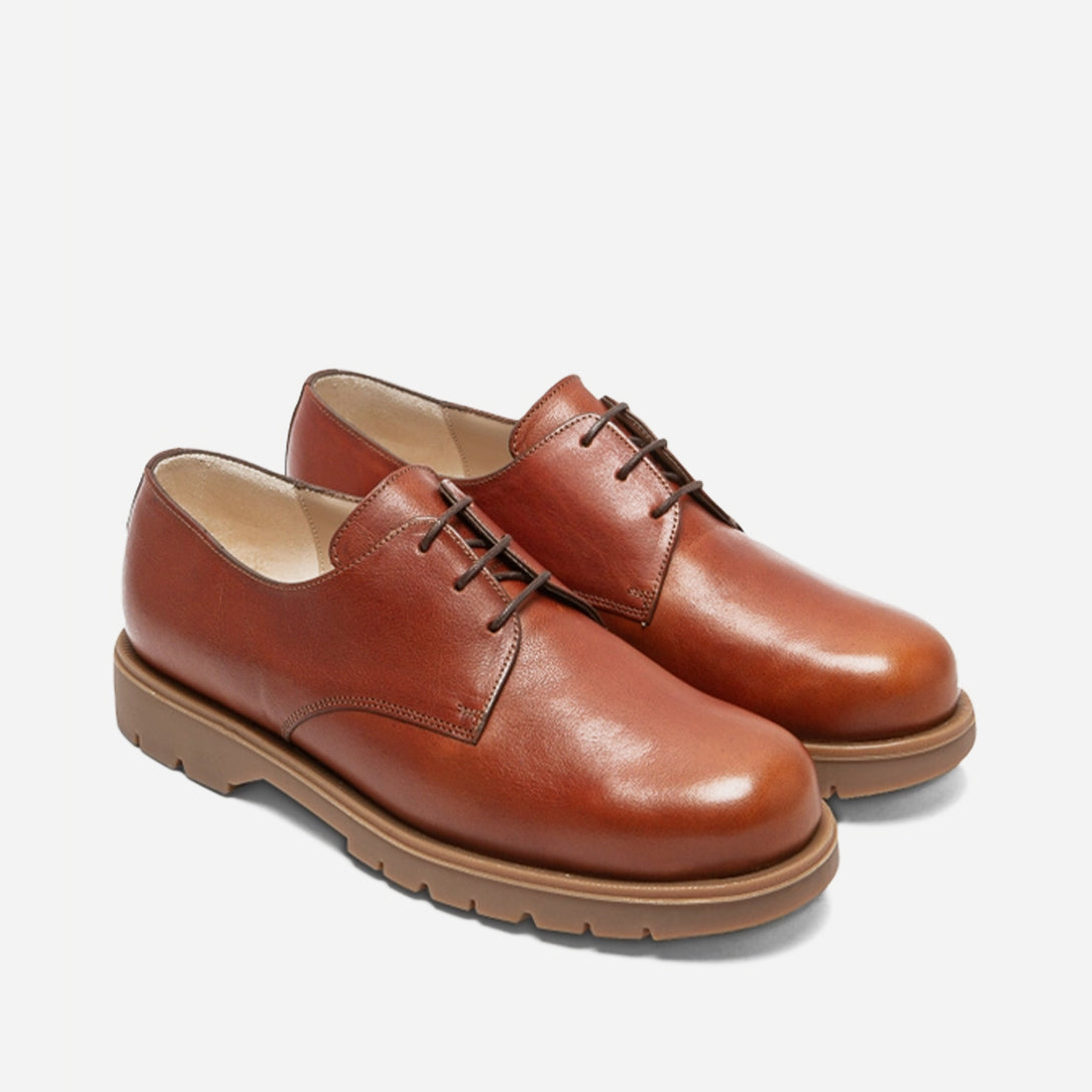 Brique Dormance Oak Kleman Leather Derby French Shoes
