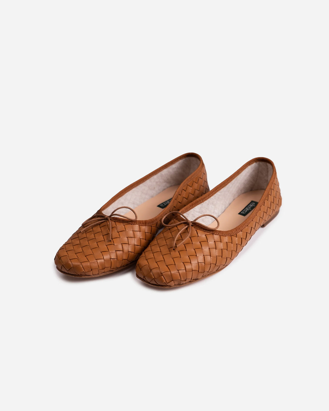 Tan Nappa Woven Quadra Eledera Woven Shoes Womens Flats