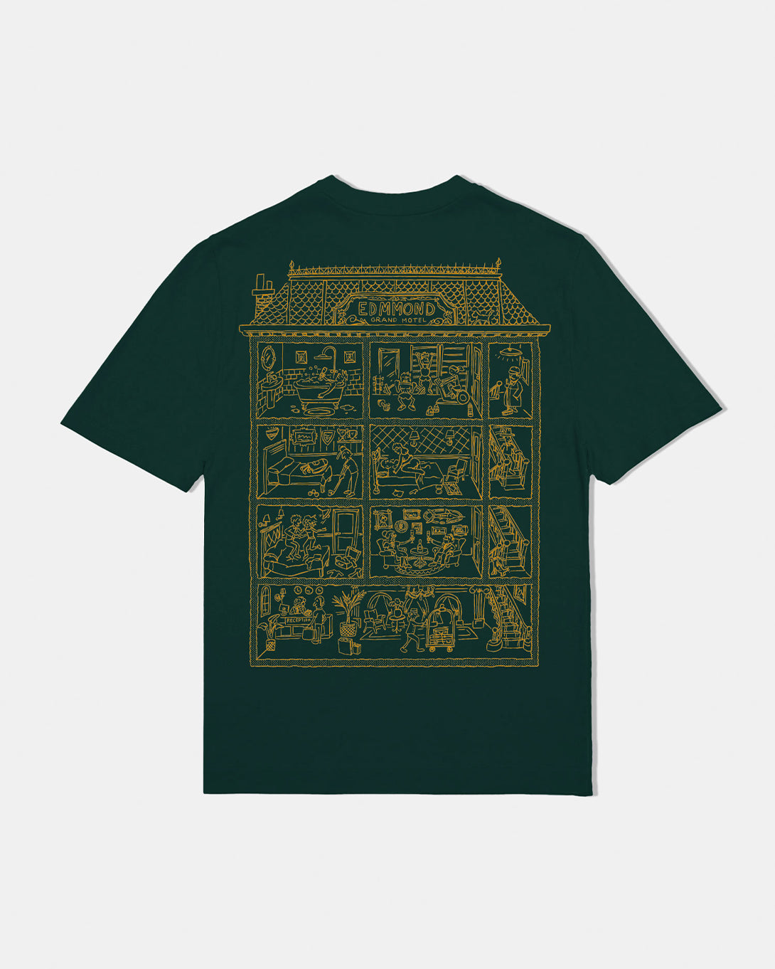 Dk Green Edmmond Gran Motel Group Mens Green T Shirt Mens Short Sleeve Tee
