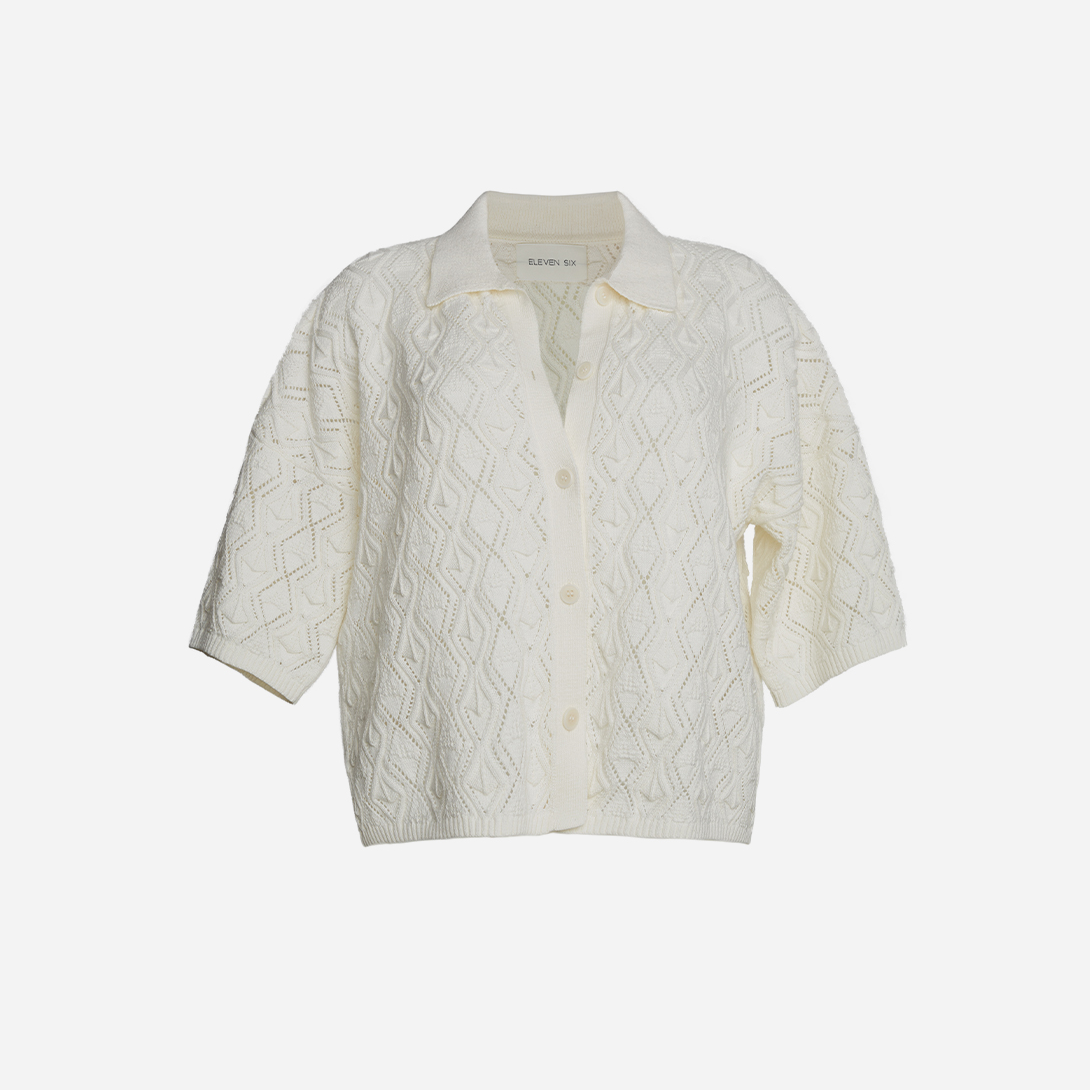 Cream Gia Shirt Womens Short Sleeve Knit Shirt Eleven Six