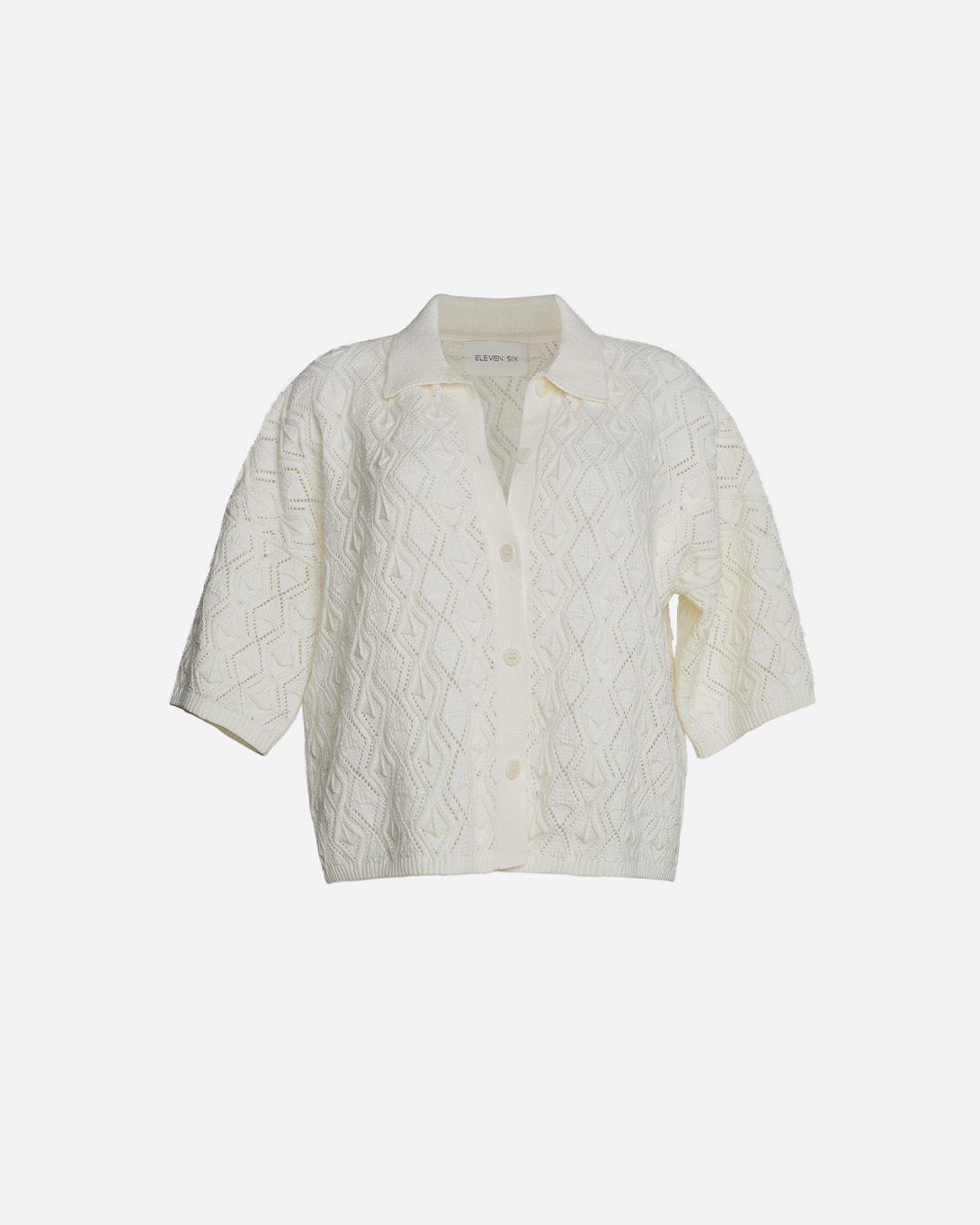 Cream Gia Shirt Womens Short Sleeve Knit Shirt Eleven Six