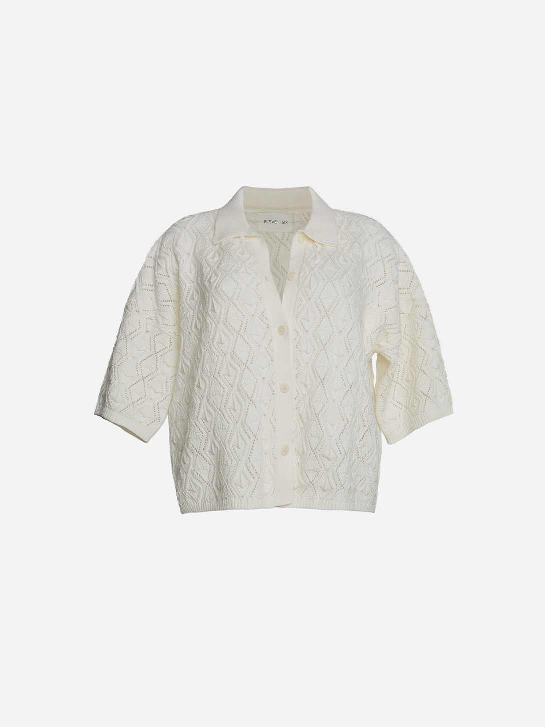 Cream Gia Shirt Womens Short Sleeve Knit Shirt Eleven Six