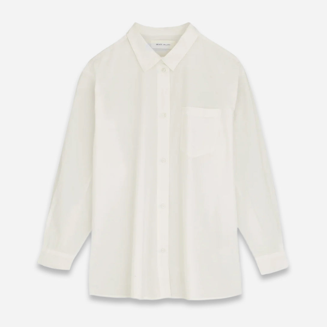 Light Cream Edgar Shirt Womens Lightweight Relaxed Fit Overshirt Button Up Collared Skall Studio