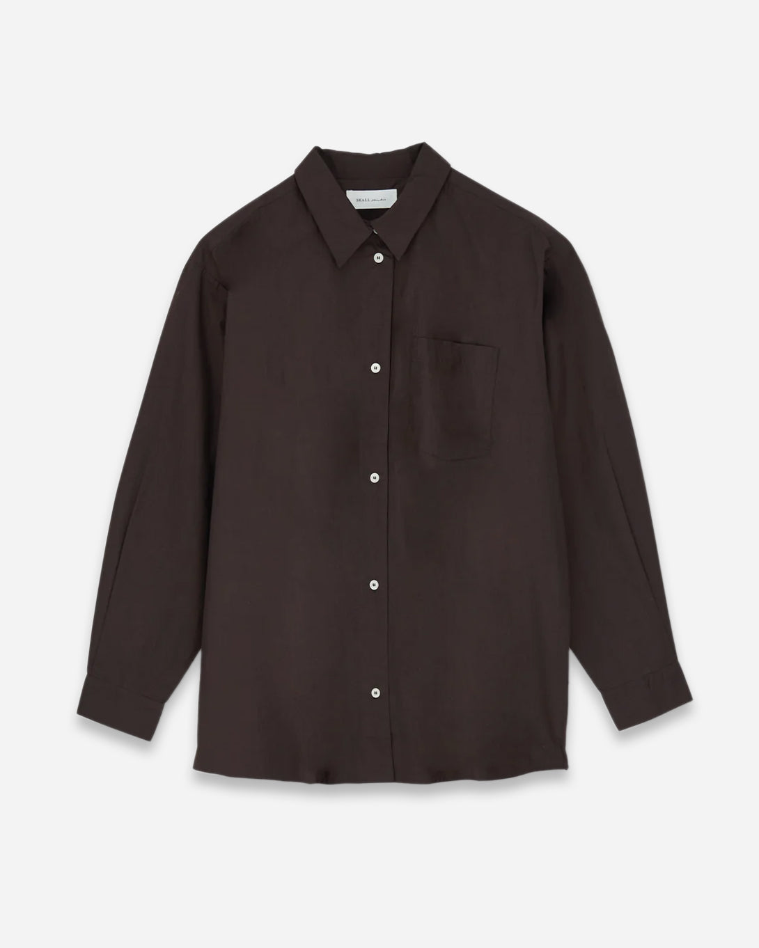 Dark Brown Edgar Shirt Womens Lightweight Relaxed Fit Overshirt Button Up Collared Skall Studio