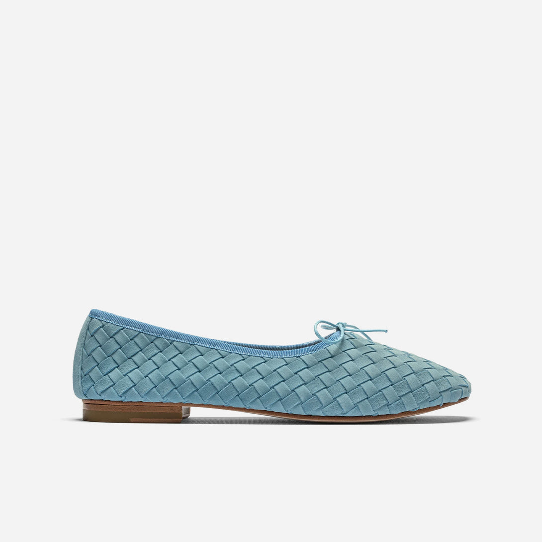 Azure Blue Woven Rotonda Womens Eledera Shoes Womens Flats