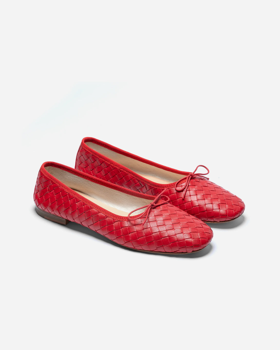 Red Nappa Woven Quadra Eledera Woven Shoes Womens Flats