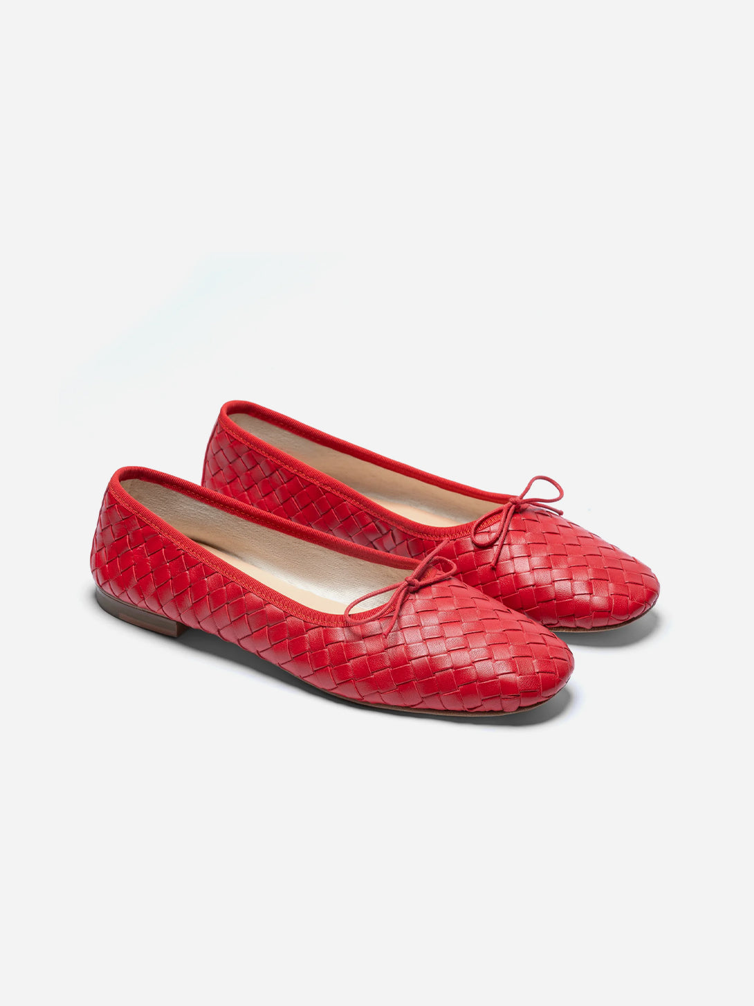 Red Nappa Woven Quadra Eledera Woven Shoes Womens Flats