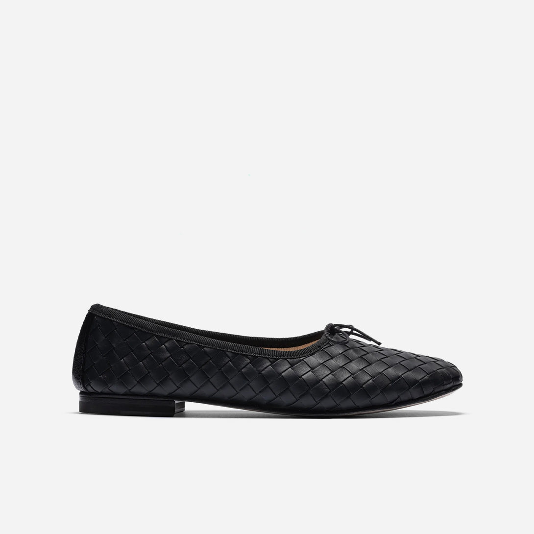 Black Nappa Woven Rotonda Womens Eledera Shoes Womens Flats