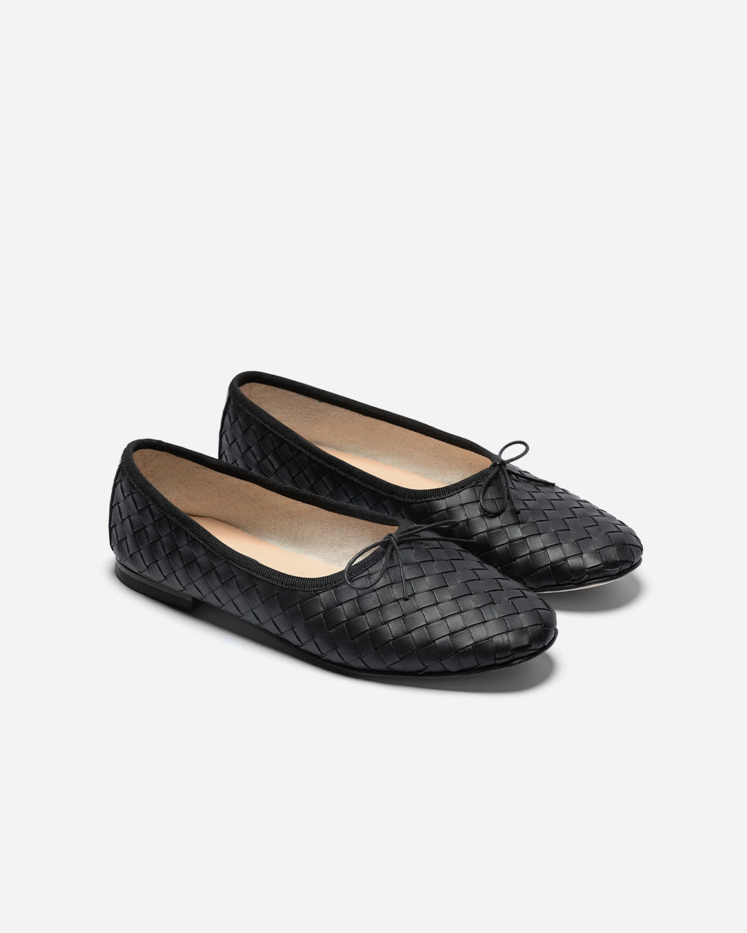 Black Nappa Woven Rotonda Womens Eledera Shoes Womens Flats
