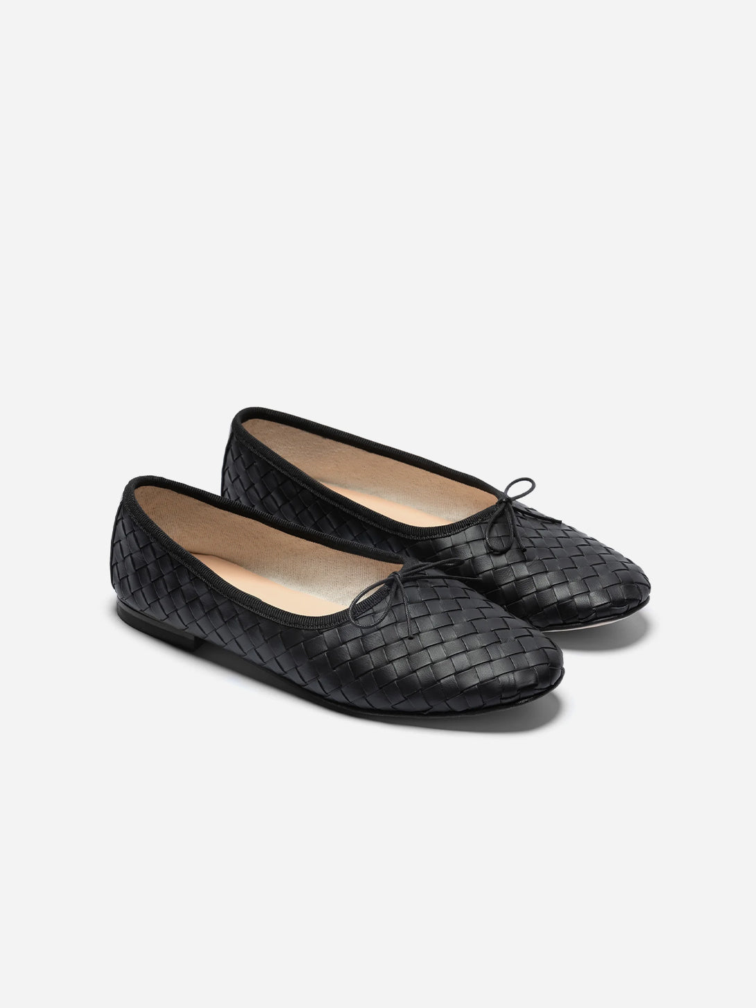 Black Nappa Woven Rotonda Womens Eledera Shoes Womens Flats