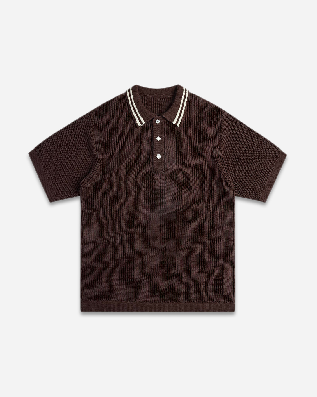 Demitasse English Rib Short Sleeve Polo Mens Short Sleeve Knit Brown Polo