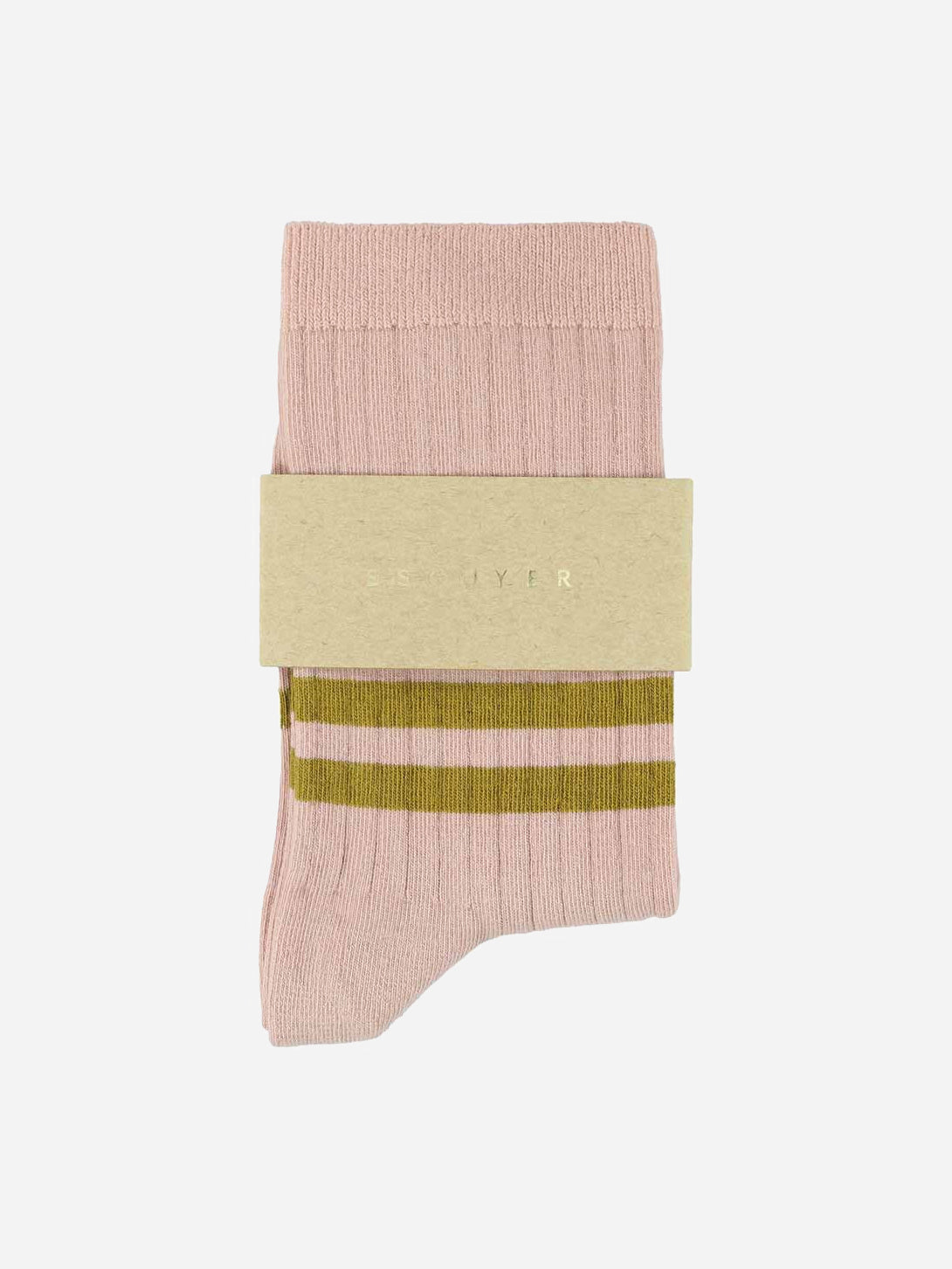 Pink/Olive Oil Women Stripes Womens Long Socks Escuyer