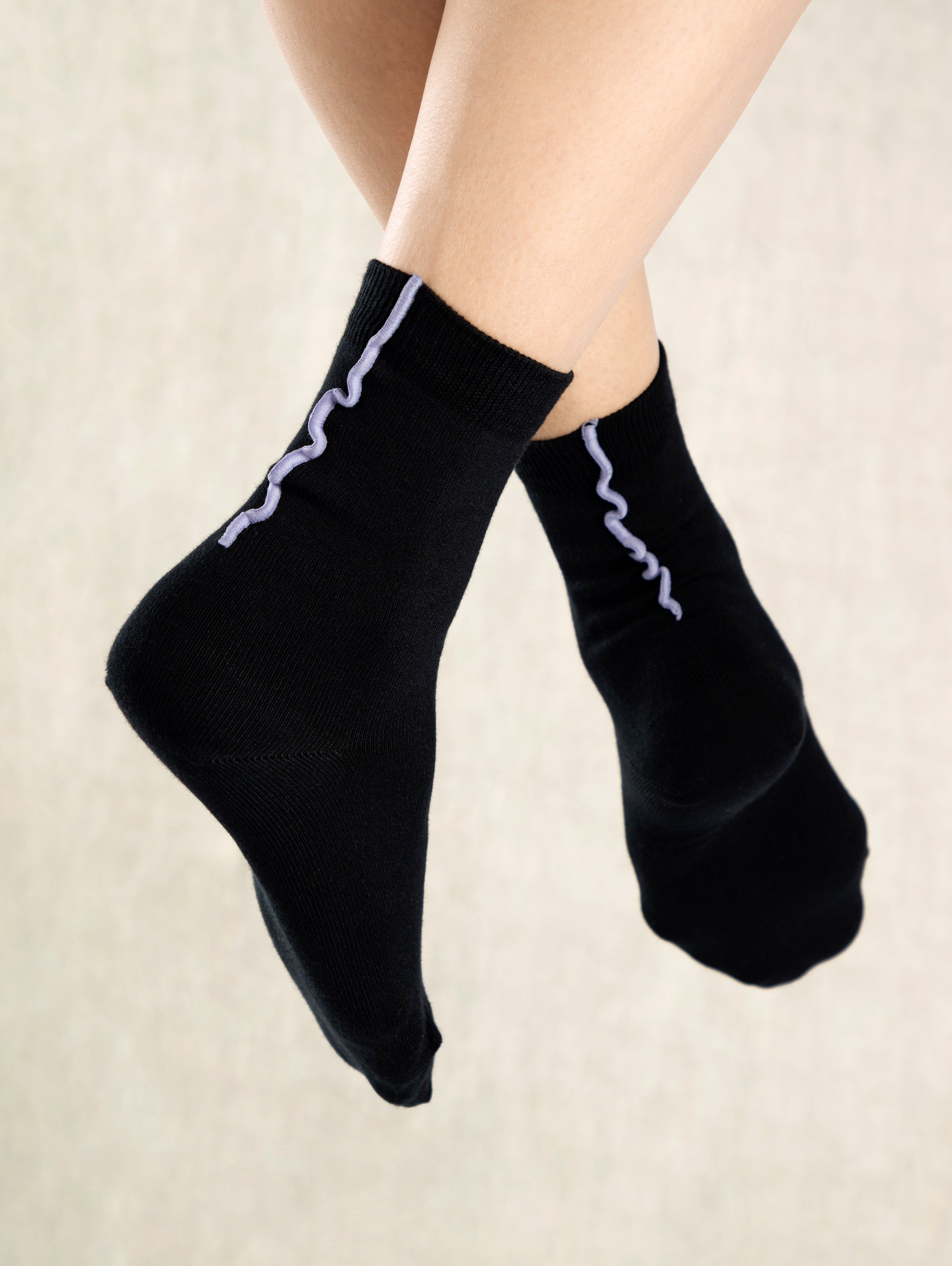 Black Crew Sock Womens High Sock Two Toned Color