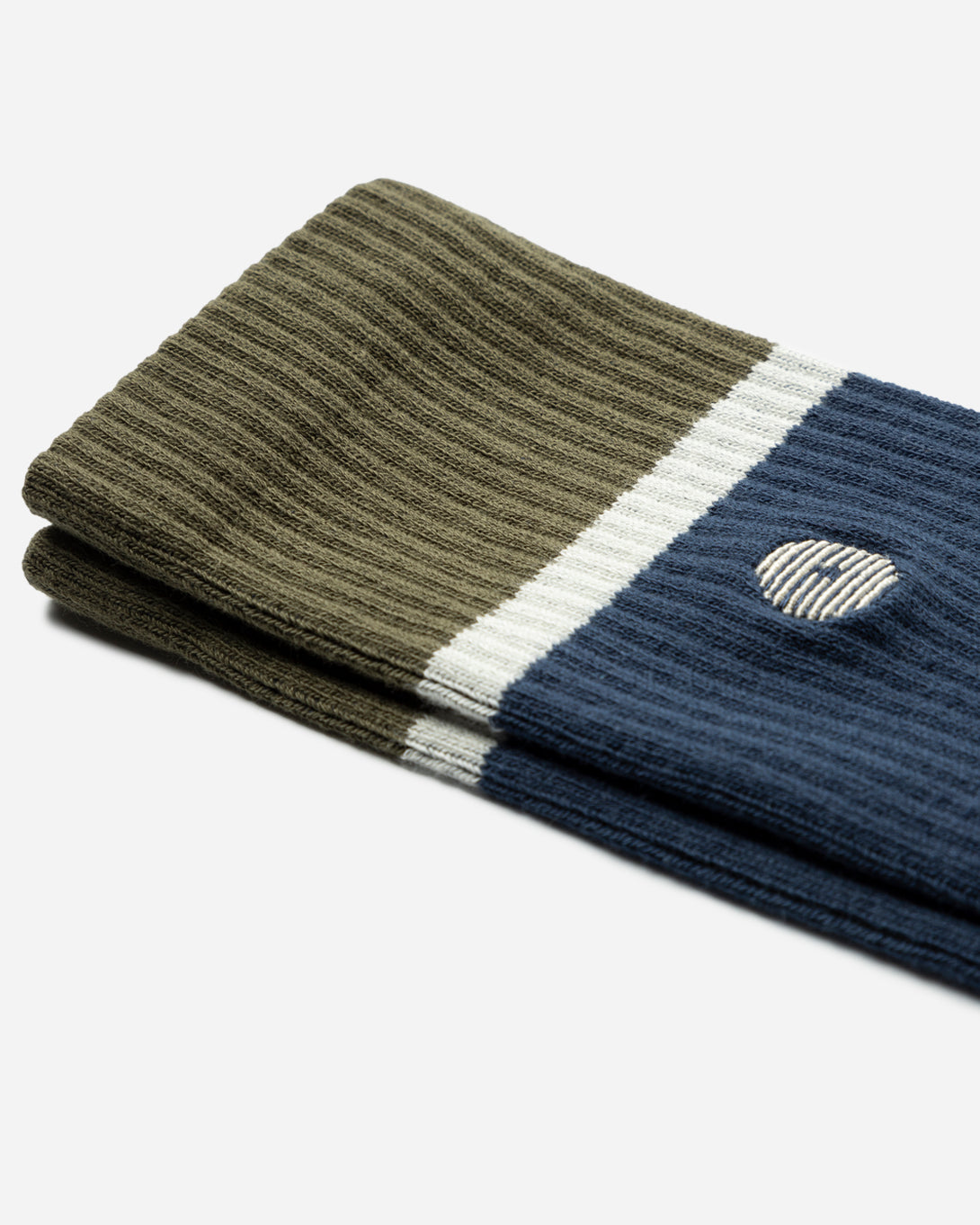 Navy/Olive Green Stripe ONS Stripe Socks Logo Stretch