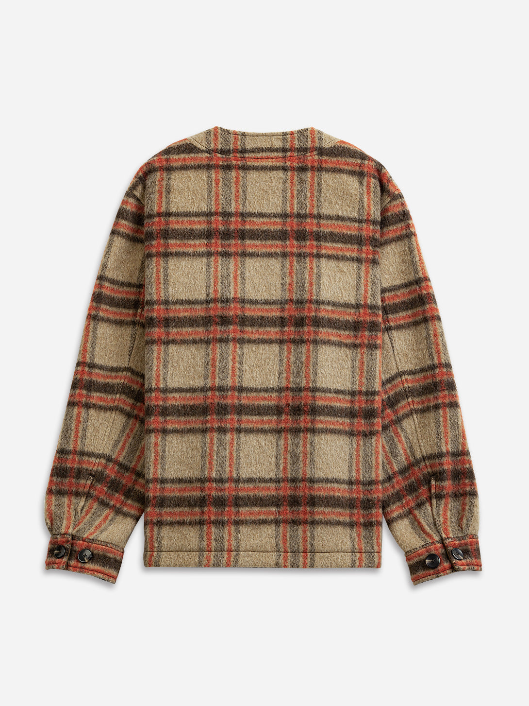 Khaki Olive Orange Check Fiske Checkered Flannel Soft Warm Mens Fall Winter Jacket