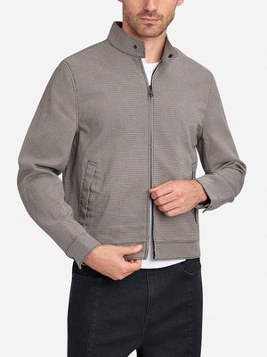 Black/Grey Houndstooth Mishe Houndstooth Mens Moto Jacket