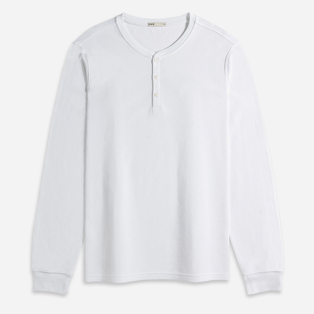 Bright White Court Henley L/S Tee O.N.S Men's Long Sleeve