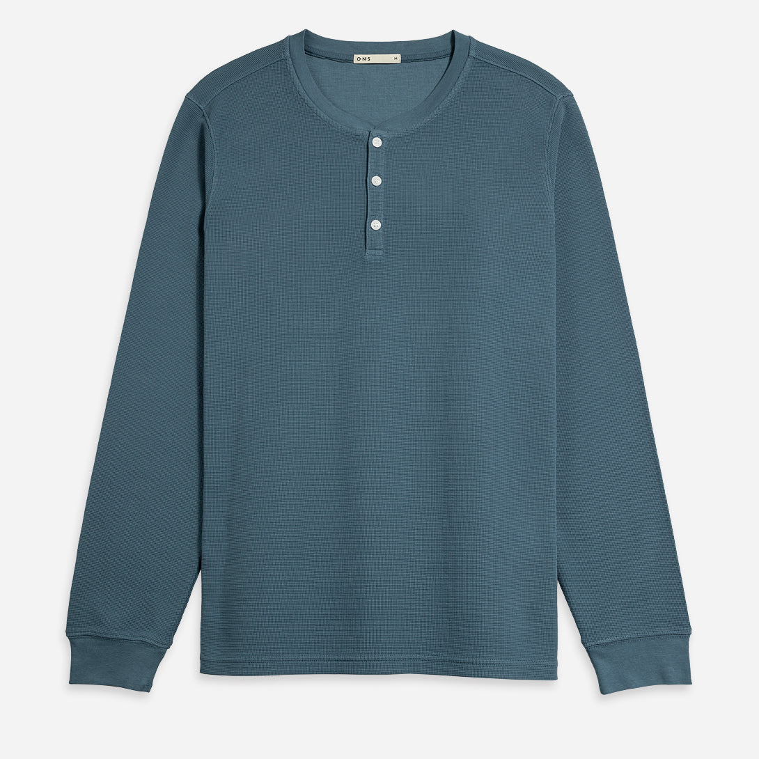 Mallard Blue Court Henley L/S Tee O.N.S Men's Long Sleeve