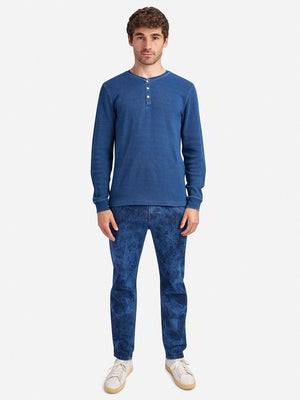 Mid Indigo Court Henley Longsleeve Men's O.N.S Crewneck Knit Tee