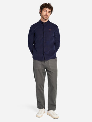 Navy Fulton Corduroy Button Up Mens Shirt