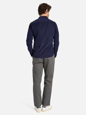 Navy Fulton Corduroy Button Up Mens Shirt