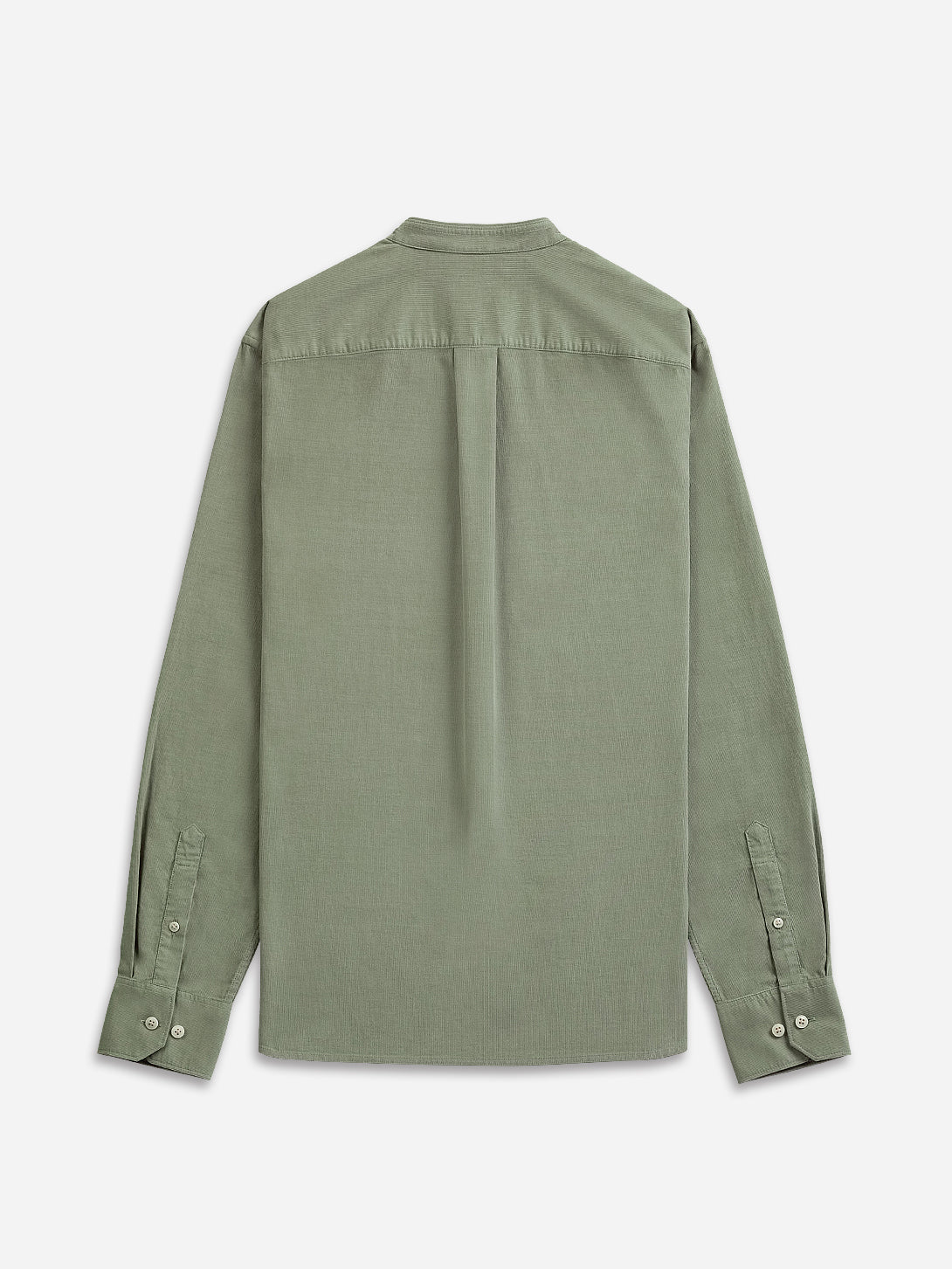 Seagrass Green Aleks Band Collar Corduroy Button Up Mens Shirt