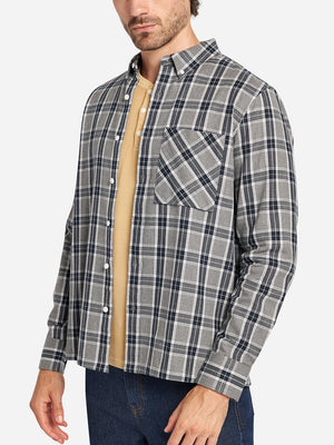 Heather Grey/Dk Green Check Vance Heather Checkered Pocket Mens Button Up Shirt
