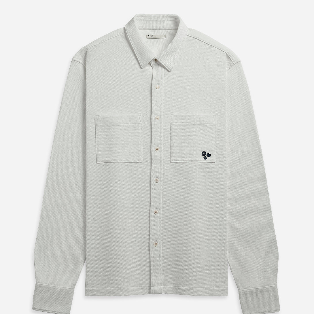 Off White Vance Pique Mens O.N.S Button Up Long Sleeve Knit Shirt