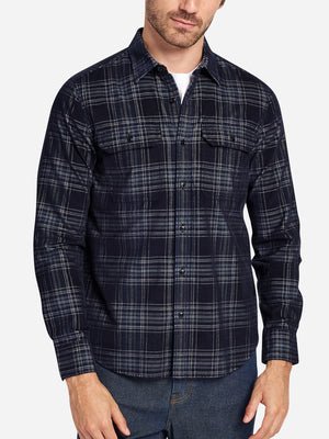 Dk Navy/Mild Blue Check Arik Check Corduroy Mens Shirt