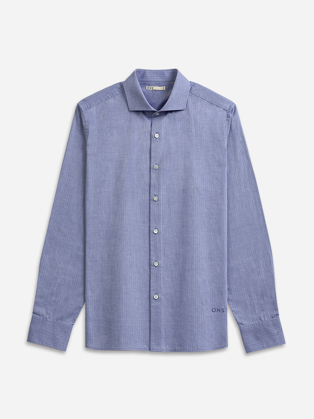 Mid Blue Arthur Herringbone Mens Button Up Shirt