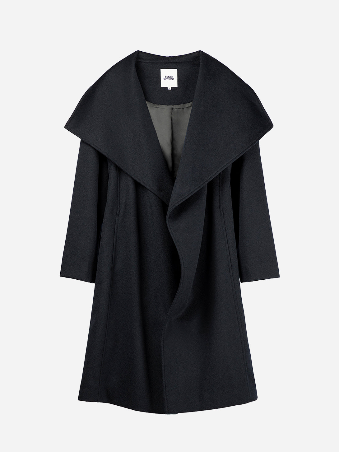 Navy Shawl Lapel Cashmere Coat Womens Overcoat Womens Wool Cashmere Winter Jacket Womens Shawl Collar Jacket