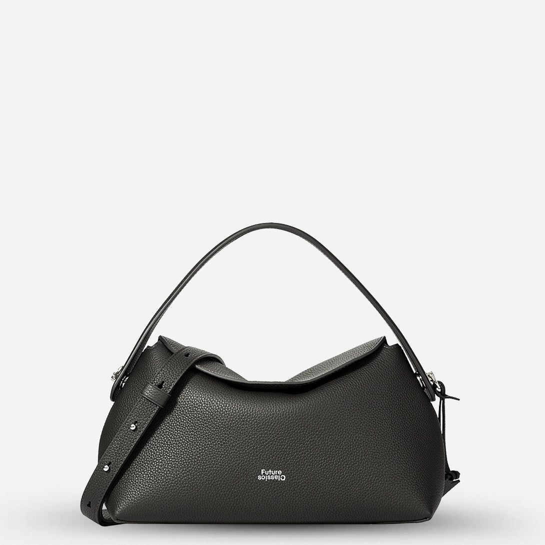 Moonless Night Medium Cradle Shoulder Leather Cradle Shoulder Bag Medium Accessories Bag Black Leather Womens Bag