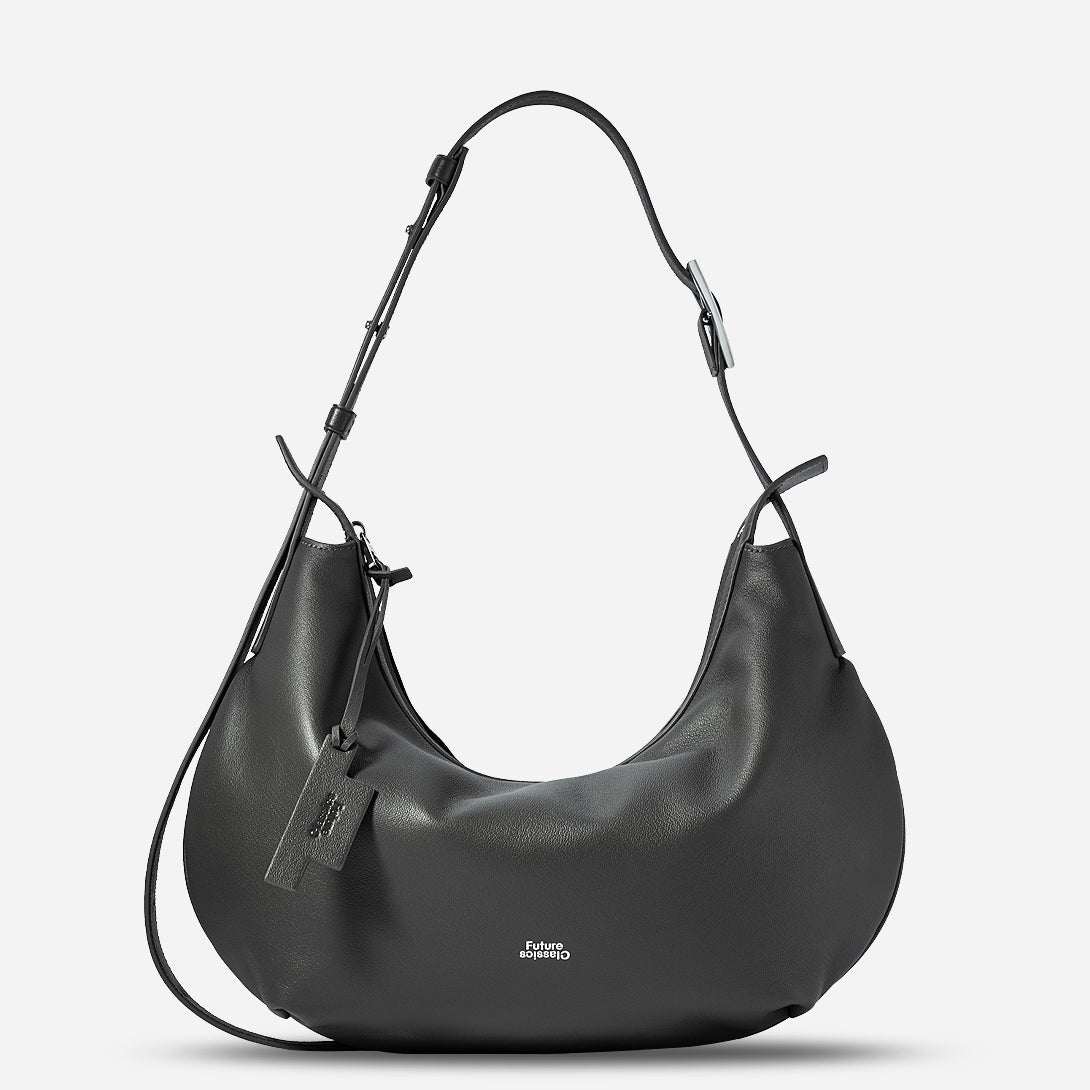 Moonless Night Medium Dumpling Crossbody Womens Curve Shaped Crossbody Shoulder Bag Medium Leather Accessories Bag