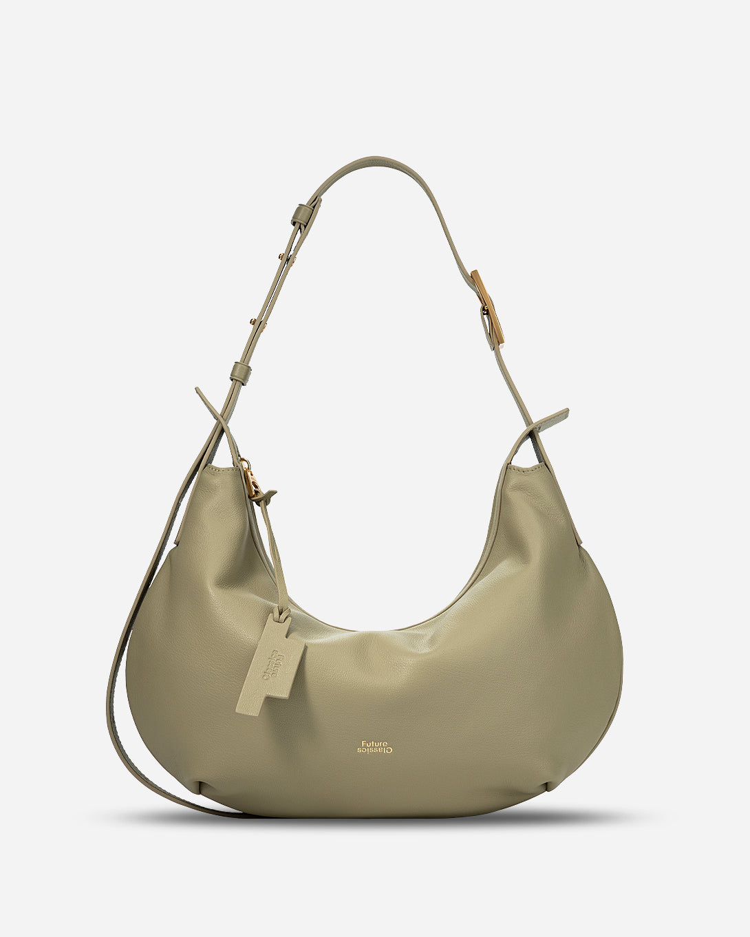 Earthy Olive Medium Dumpling Crossbody Womens Curve Shaped Crossbody Shoulder Bag Medium Leather Accessories Bag