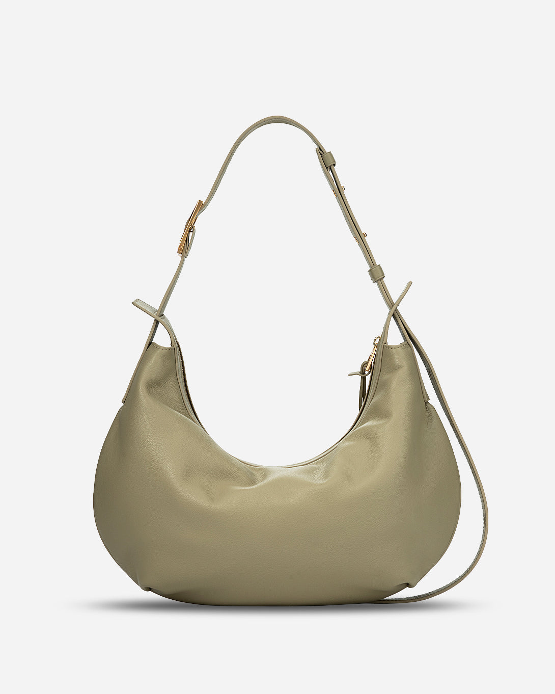 Earthy Olive Medium Dumpling Crossbody Womens Curve Shaped Crossbody Shoulder Bag Medium Leather Accessories Bag