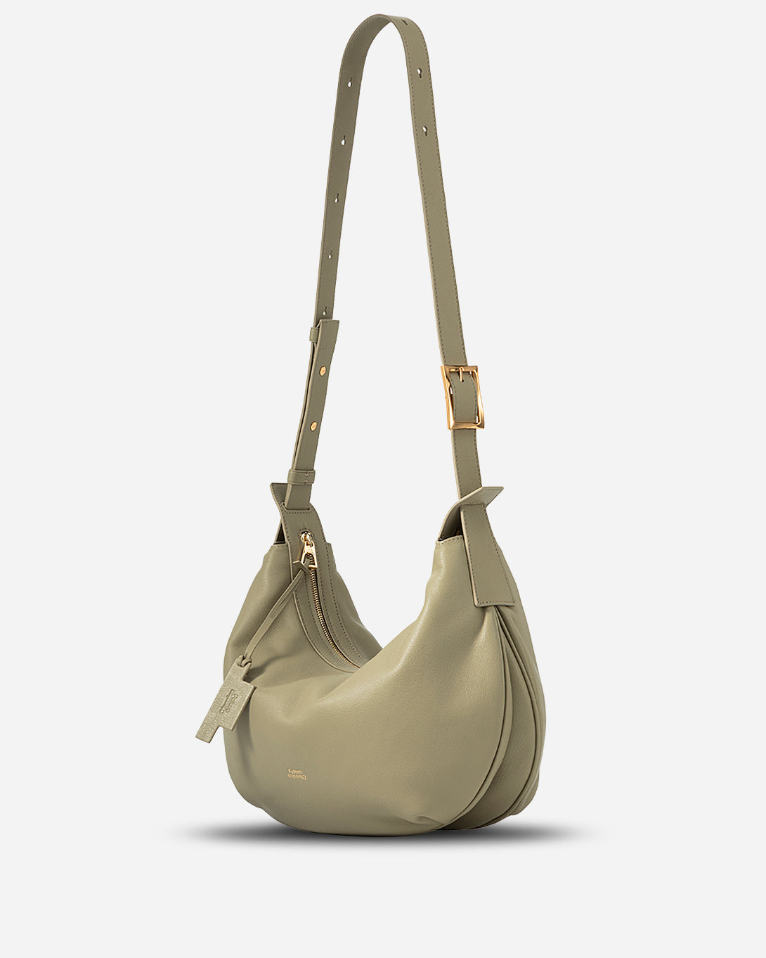 Earthy Olive Medium Dumpling Crossbody Womens Curve Shaped Crossbody Shoulder Bag Medium Leather Accessories Bag