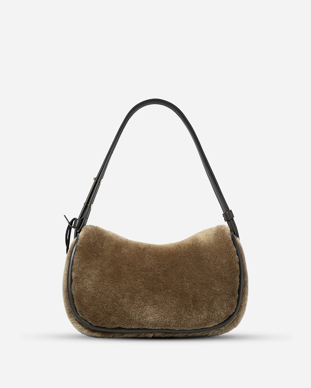 Lead Grey X Shearling Small Sheepskin Loaf Crossbody Womens Small Loaf Shoulder Handbag Sheepskin Exterior Small Accessories Bag