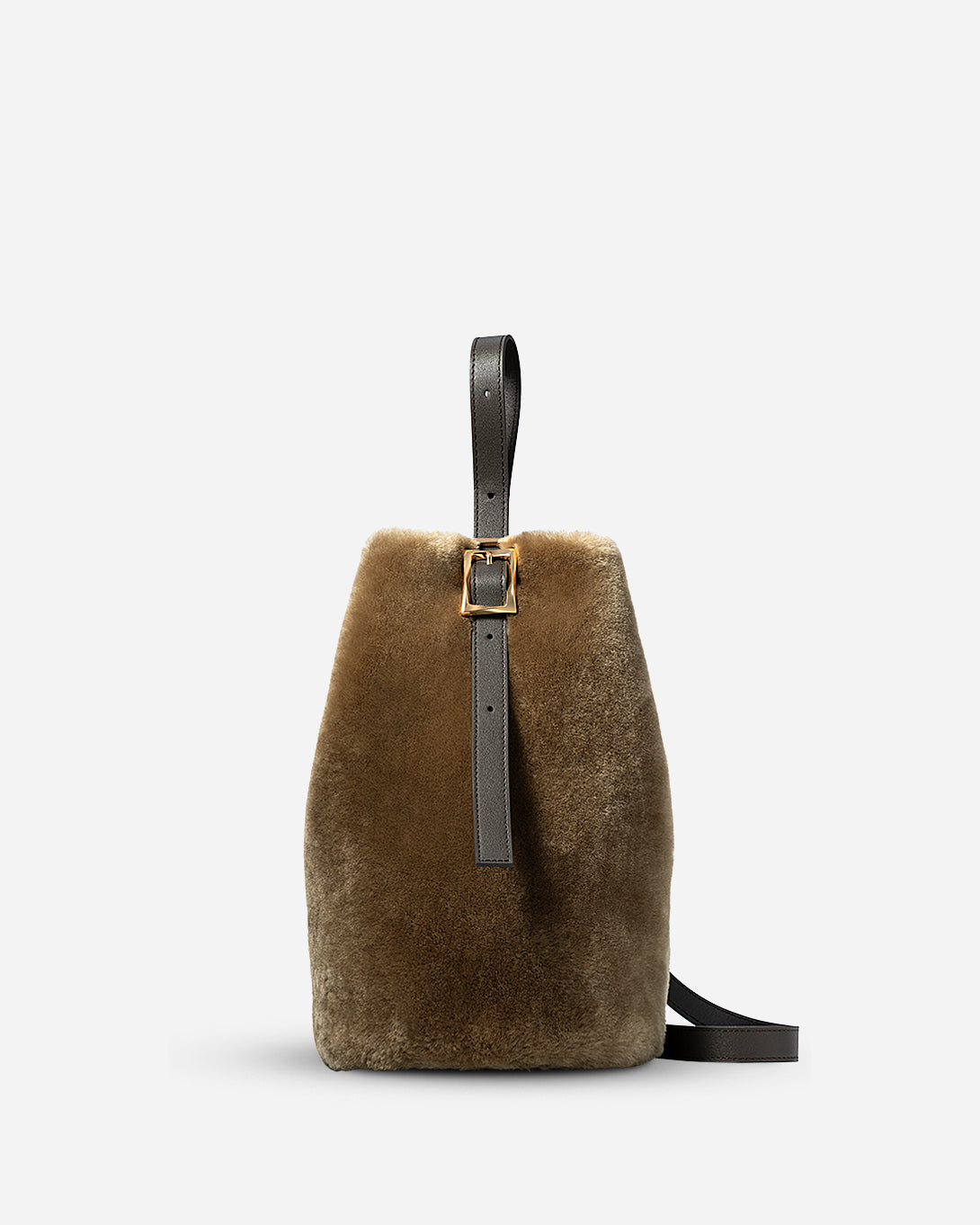 Lead Grey X Shearling Medium Sheep Convertible Bucket Womens Sheepskin Leather Bucket Back Medium Size Shoulder Bag
