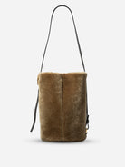 Lead Grey X Shearling Medium Sheep Convertible Bucket Womens Sheepskin Leather Bucket Back Medium Size Shoulder Bag
