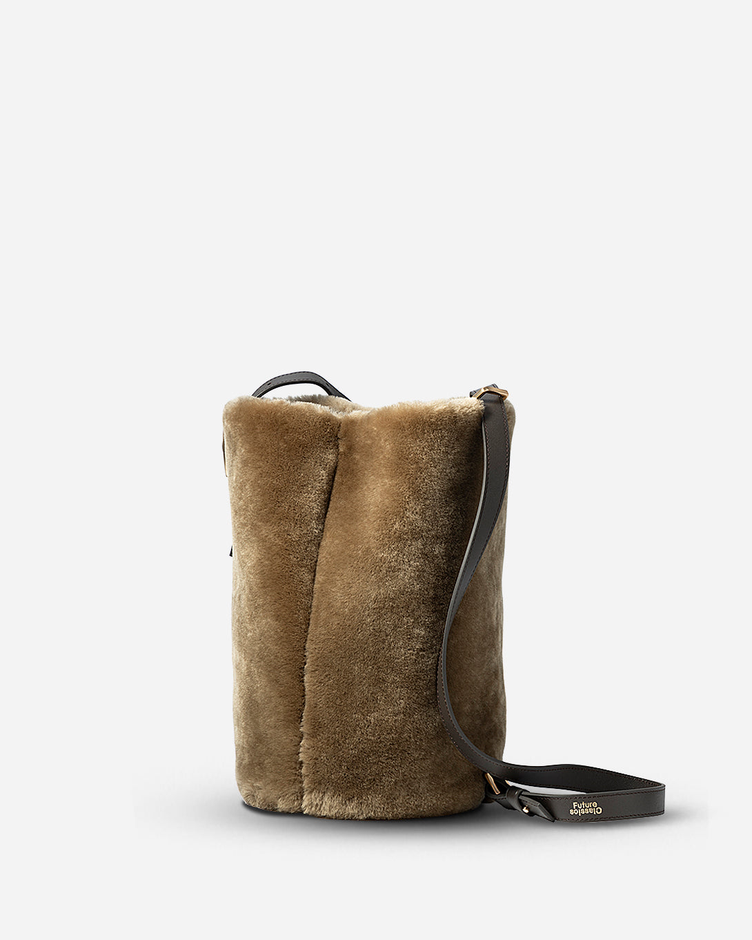 Lead Grey X Shearling Medium Sheep Convertible Bucket Womens Sheepskin Leather Bucket Back Medium Size Shoulder Bag