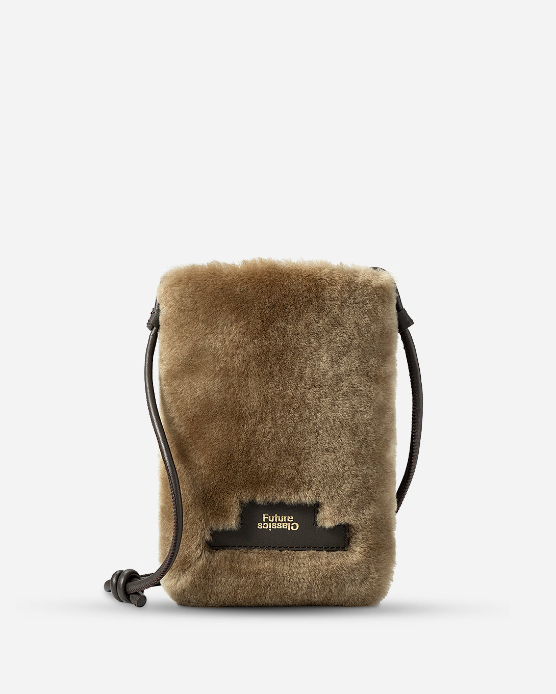 Lead Grey X Shearling Mini Sheepskin Phone Crossbody Womens Leather Phone Crossbody Bag Small Shoulder Bag Sheepskin Exterior