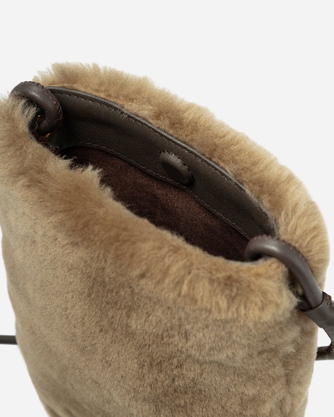 Lead Grey X Shearling Mini Sheepskin Phone Crossbody Womens Leather Phone Crossbody Bag Small Shoulder Bag Sheepskin Exterior