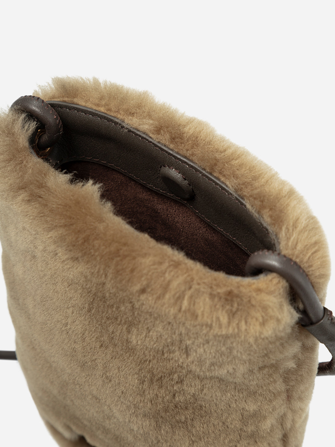 Lead Grey X Shearling Mini Sheepskin Phone Crossbody Womens Leather Phone Crossbody Bag Small Shoulder Bag Sheepskin Exterior