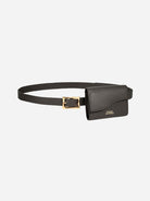 Dk Brown Pocket Belt Womens Leather Belt Combo with Small Waist Wallet Womens Fanny Pack