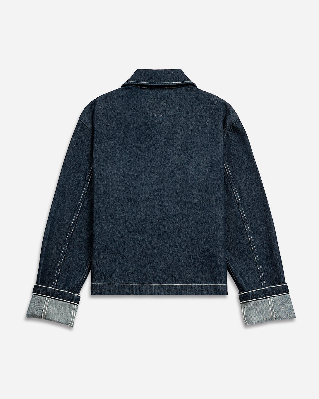 Dk Indigo Cuffed Peter Pan Jacket Womens Denim Jacket Cuffed Sleeve Denim Coat Collared Button Up Denim Outerwear